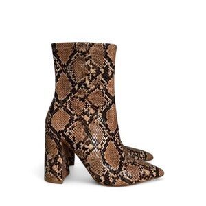 Jeffrey Campbell Siren-3 Snake skin Retro Block Heel Boots size 7